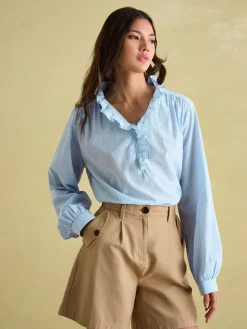 Melanie Cotton Ruffle Blouse<Joules Hot
