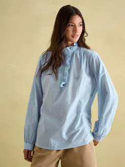 Melanie Cotton Ruffle Blouse<Joules Hot
