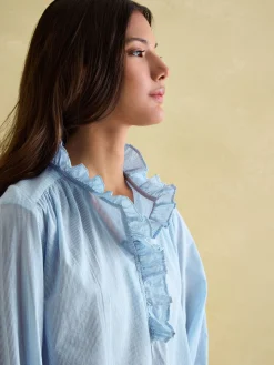 Melanie Cotton Ruffle Blouse<Joules Hot