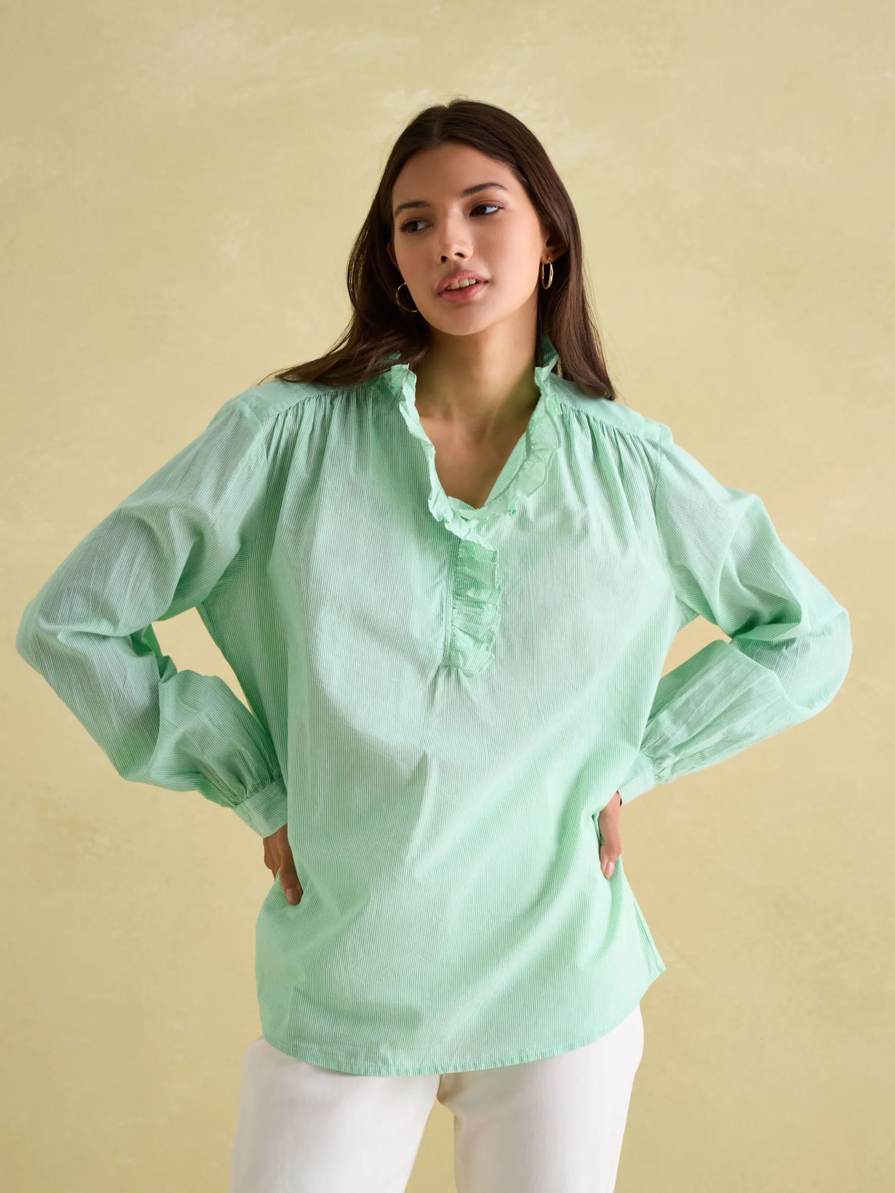 Melanie Cotton Ruffle Blouse<Joules Sale