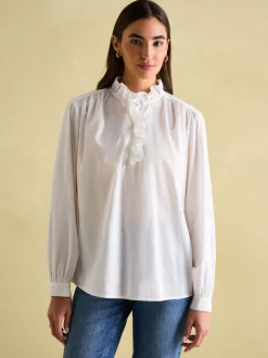 Melanie Cotton Ruffle Blouse<Joules
