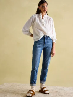 Melanie Cotton Ruffle Blouse<Joules
