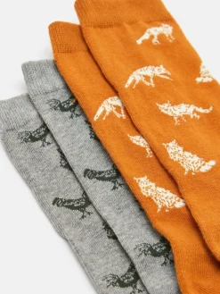 Men's Kingsbury Grey Hen 2 Pack Socks (size 7-12)<Joules Best