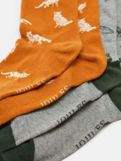 Men's Kingsbury Grey Hen 2 Pack Socks (size 7-12)<Joules Best