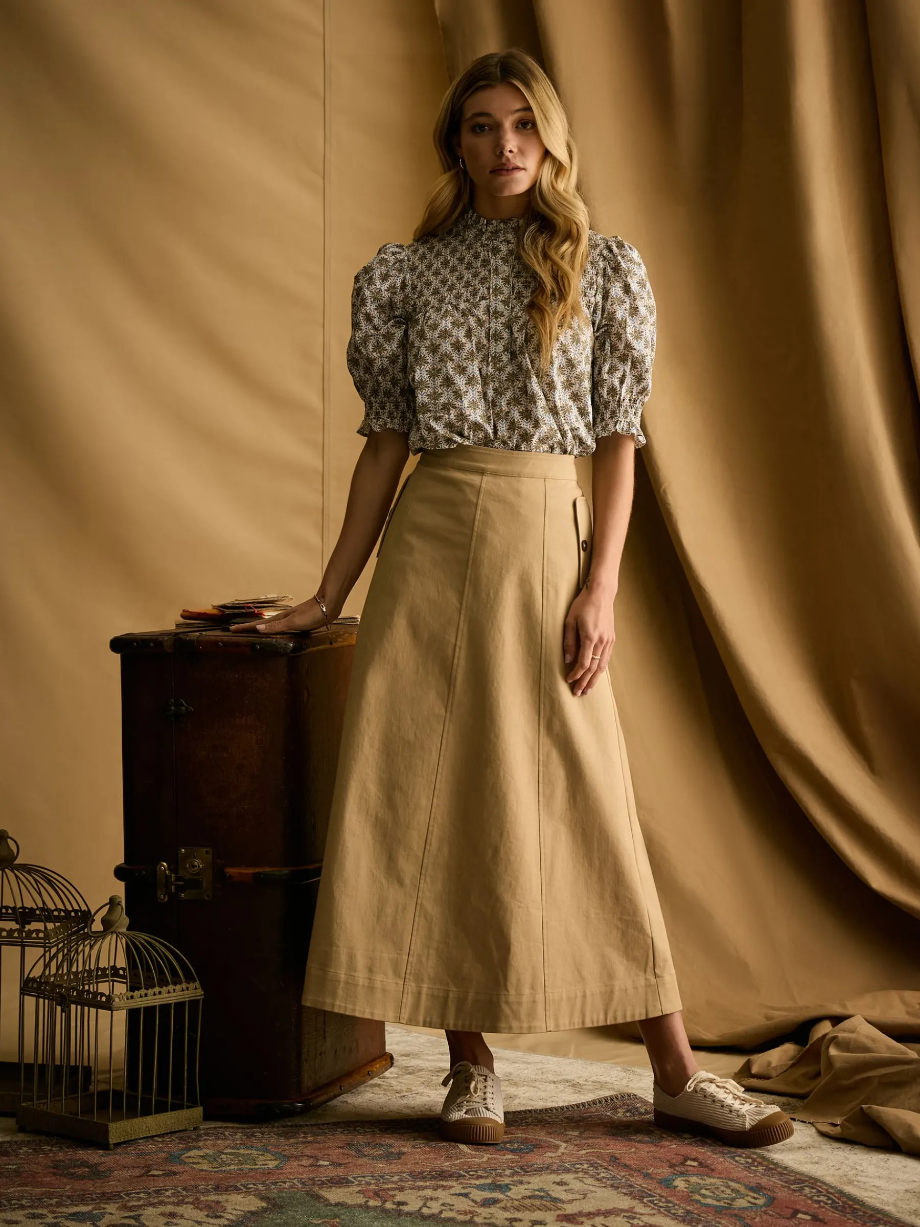 Meredith A-line Midi Skirt<Joules Clearance