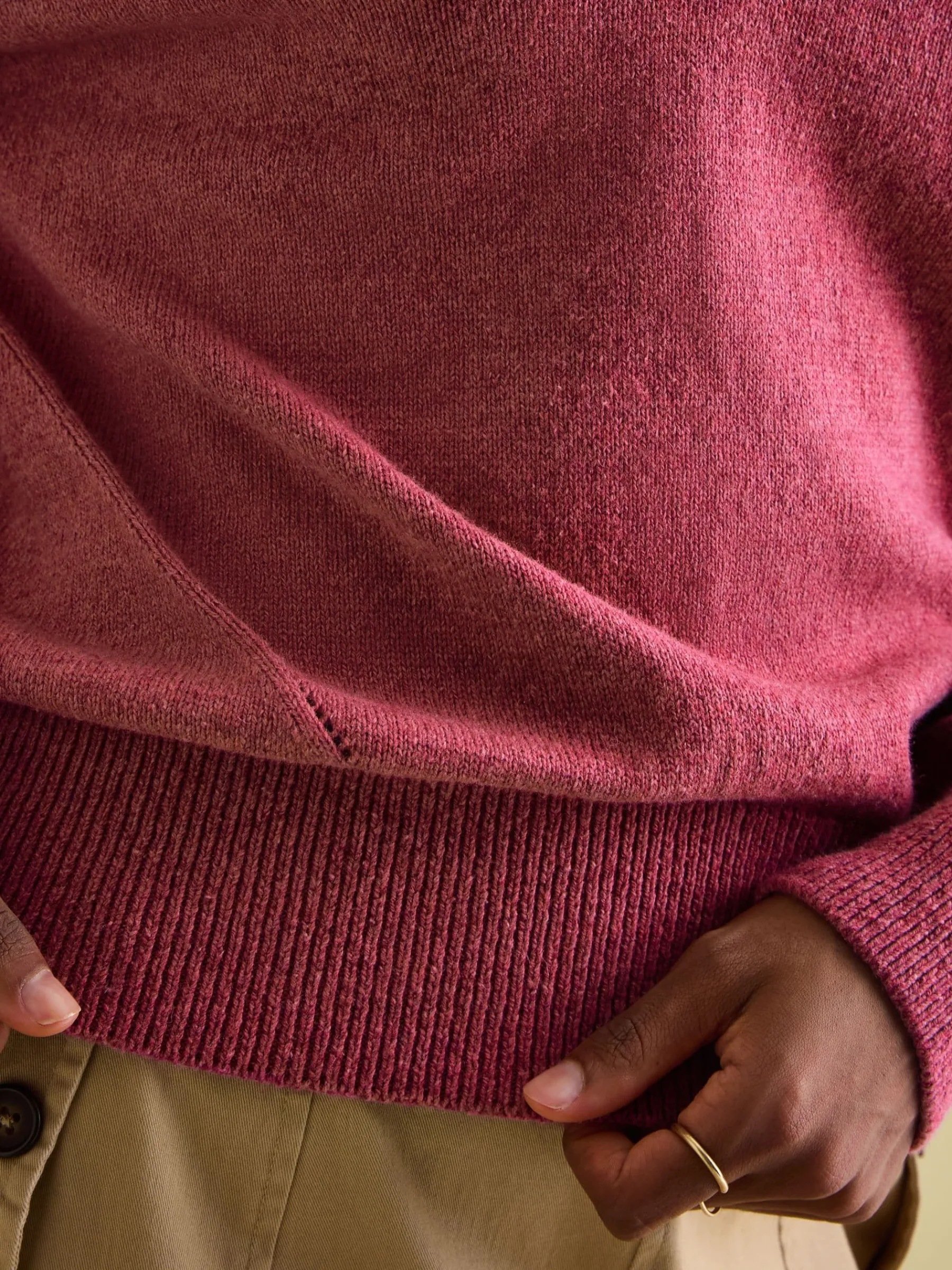 Mia Raspberry Pink Pointelle Jumper with Open Collar<Joules Clearance