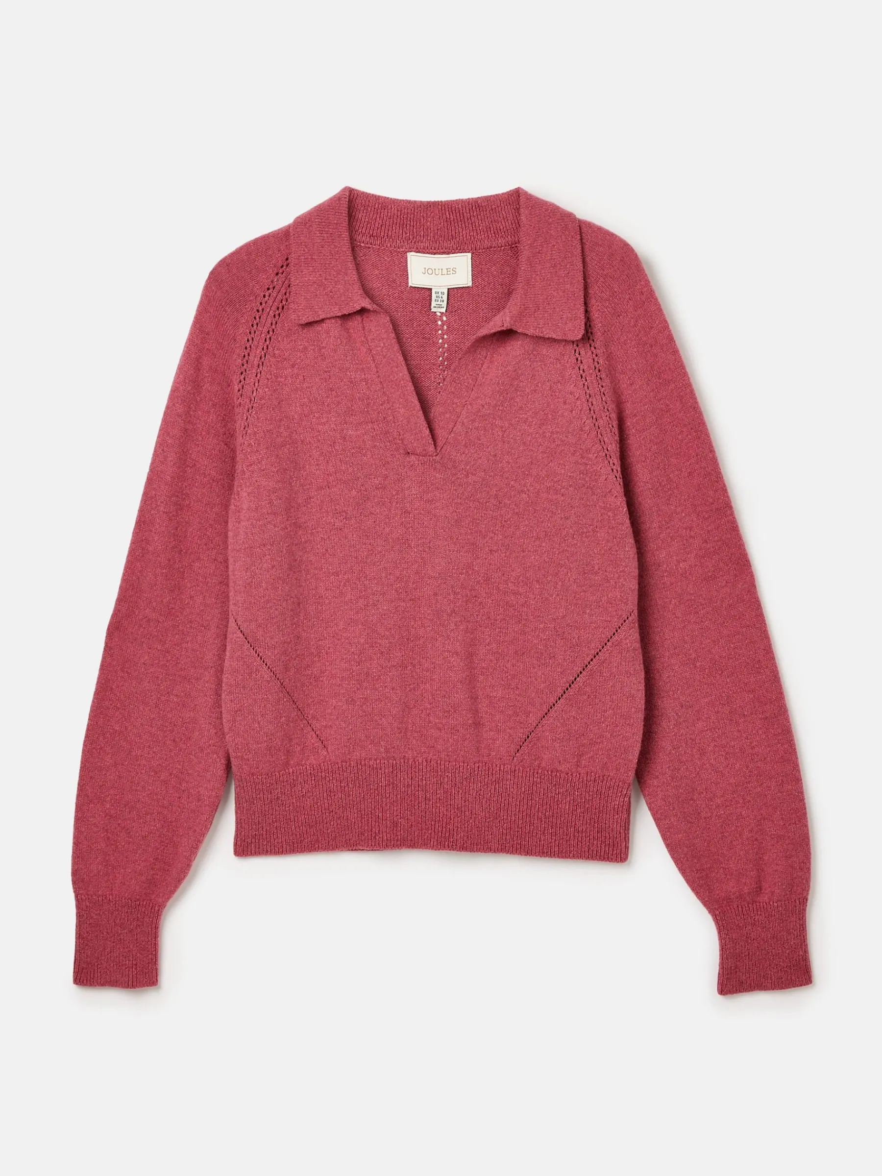 Mia Raspberry Pink Pointelle Jumper with Open Collar<Joules Clearance