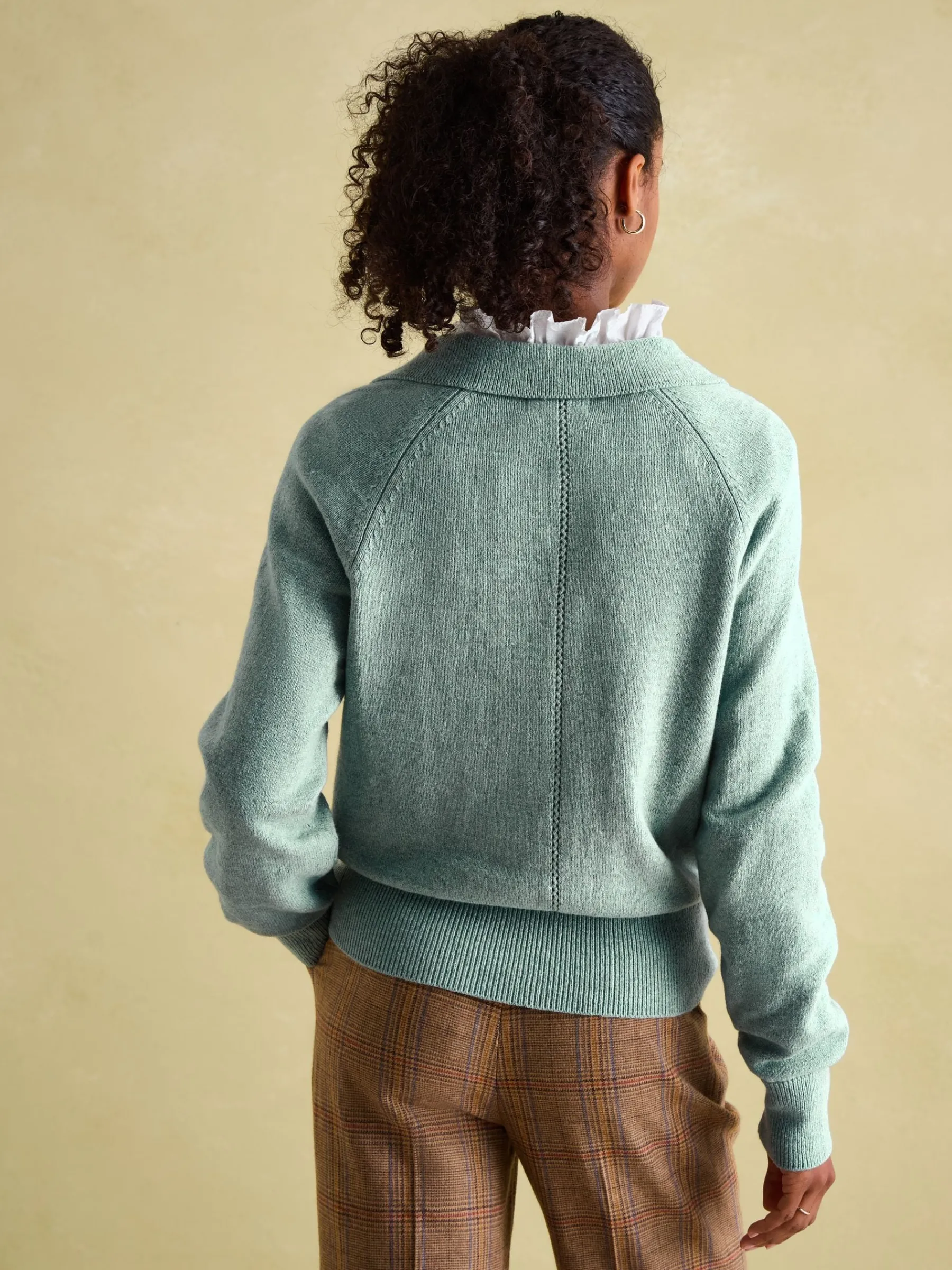 Mia Teal Blue Pointelle Jumper with Open Collar<Joules Discount