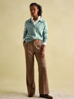 Mia Teal Blue Pointelle Jumper with Open Collar<Joules Discount