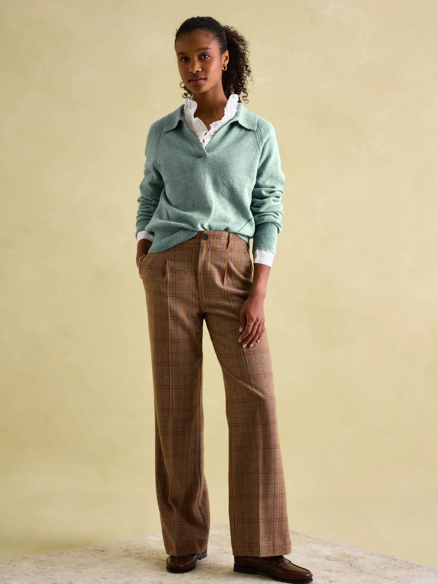 Mia Teal Blue Pointelle Jumper with Open Collar<Joules Discount