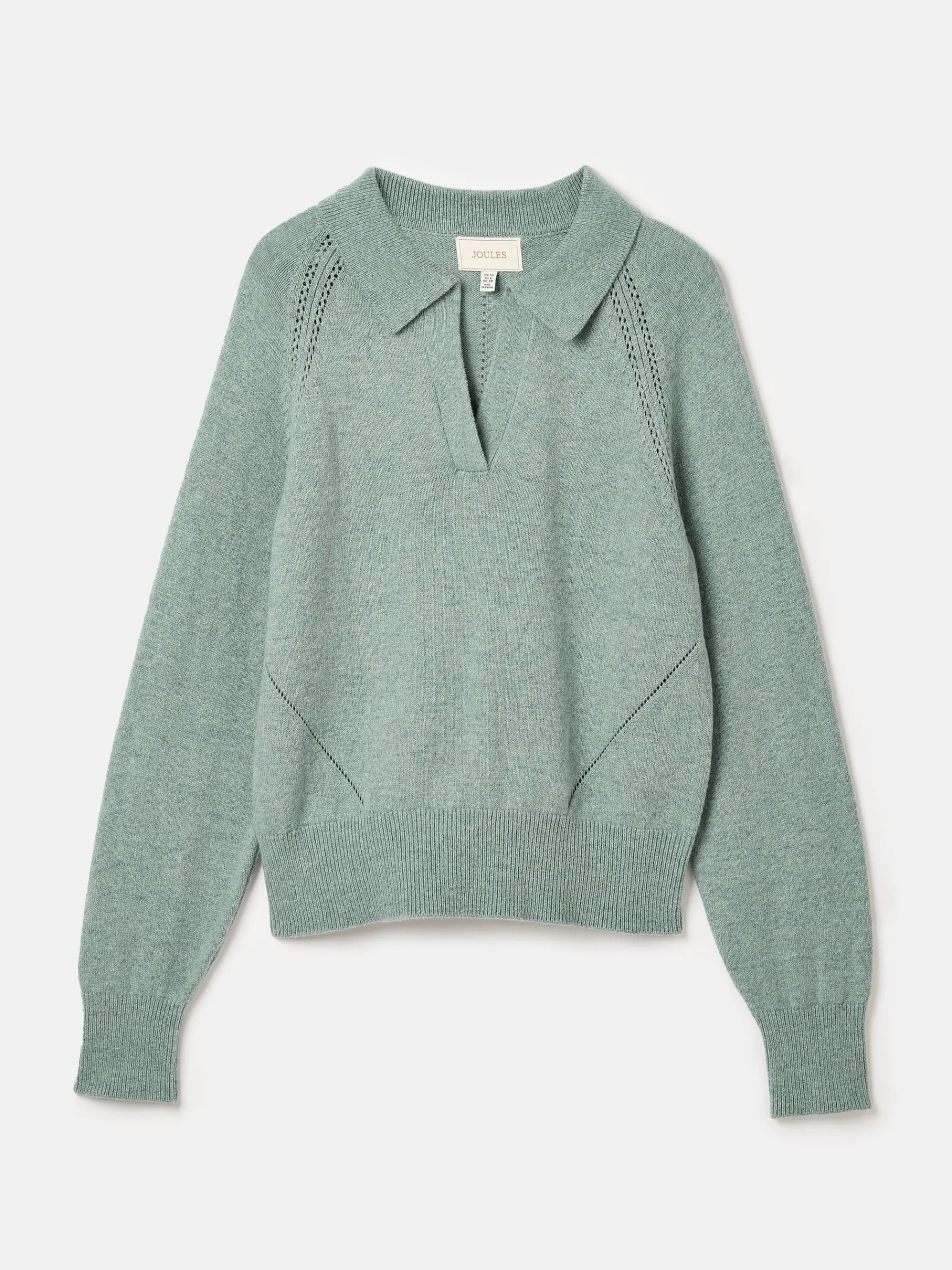 Mia Teal Blue Pointelle Jumper with Open Collar<Joules Discount
