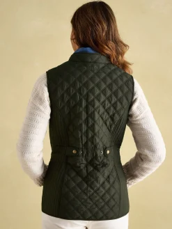 Minx Khaki Green Showerproof Diamond Quilted Gilet<Joules Outlet