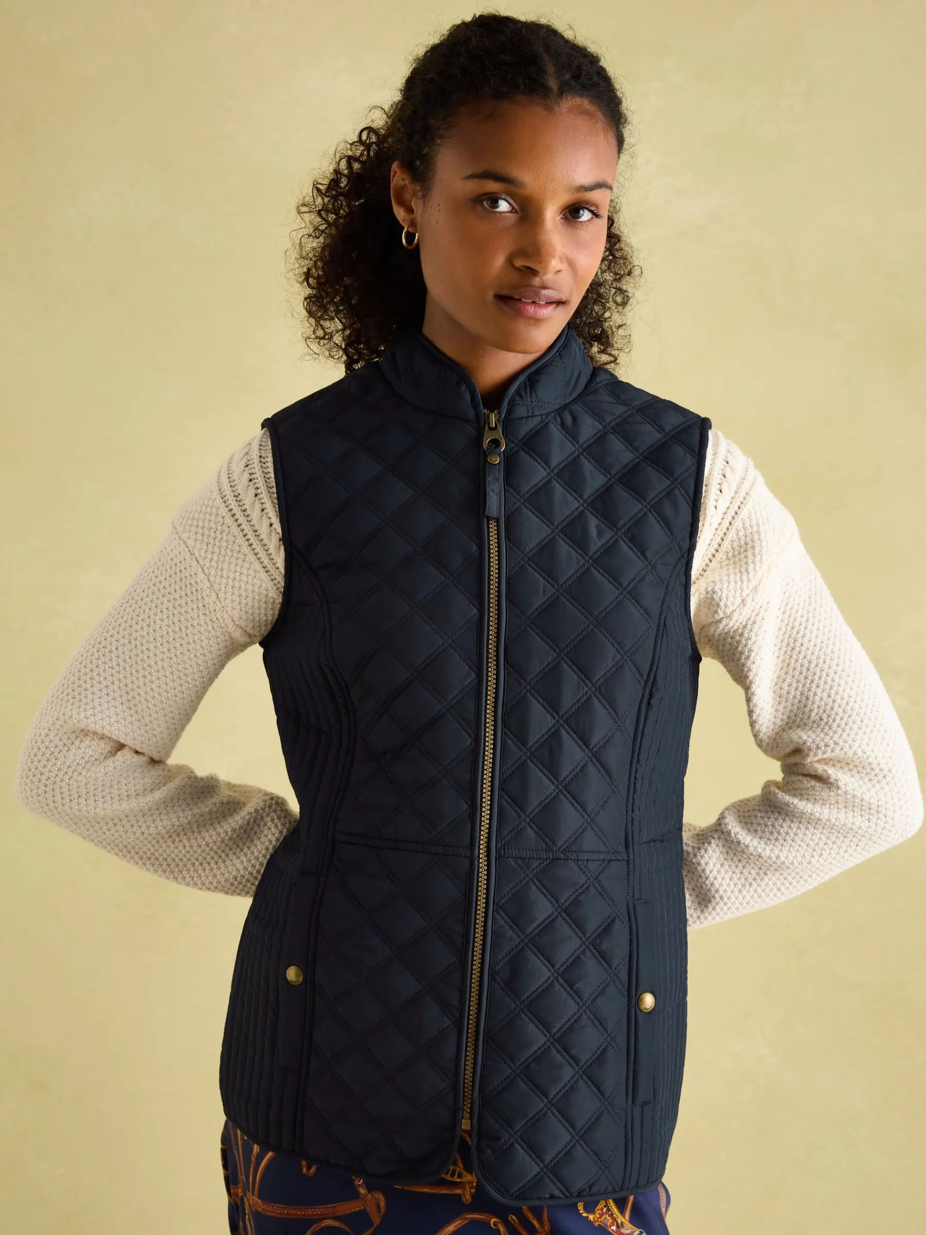 Minx Navy Blue Showerproof Diamond Quilted Gilet<Joules