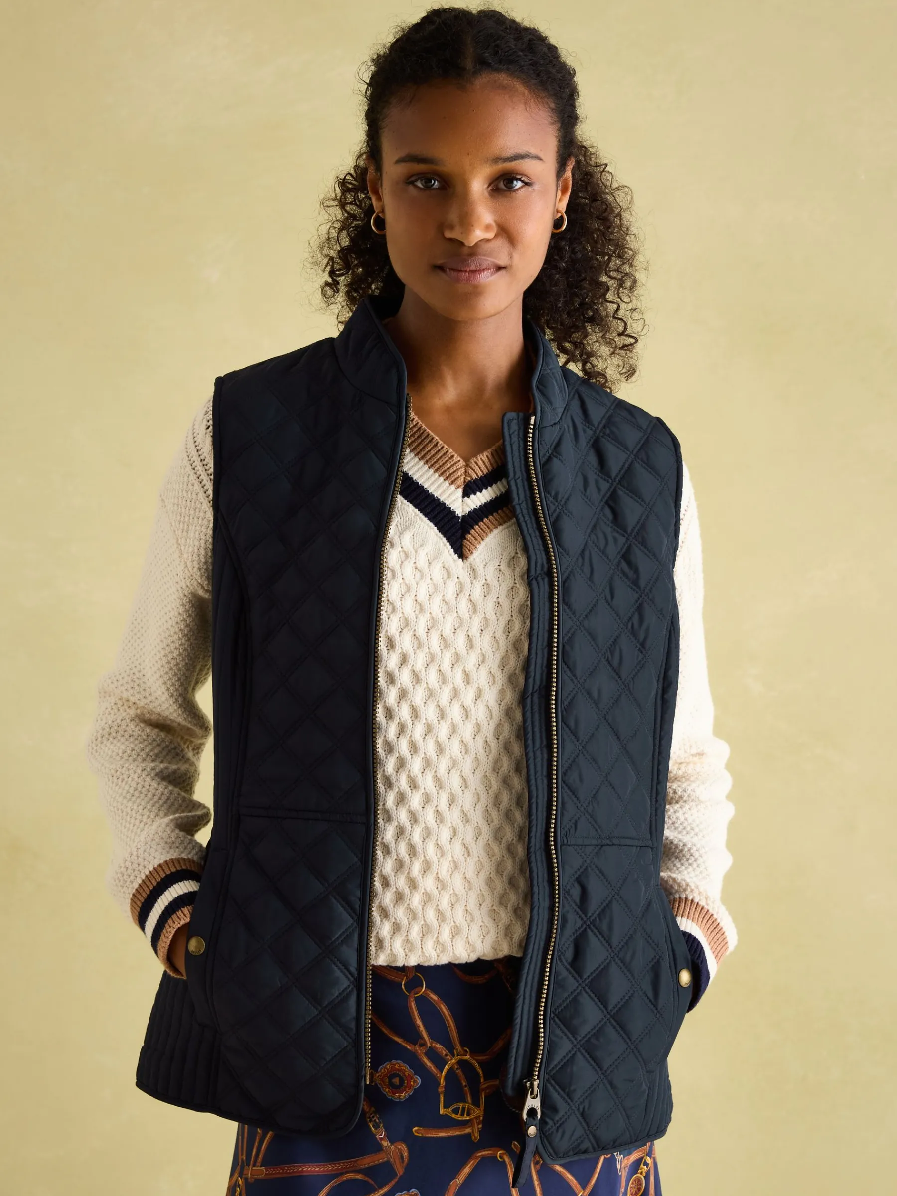 Minx Navy Blue Showerproof Diamond Quilted Gilet<Joules