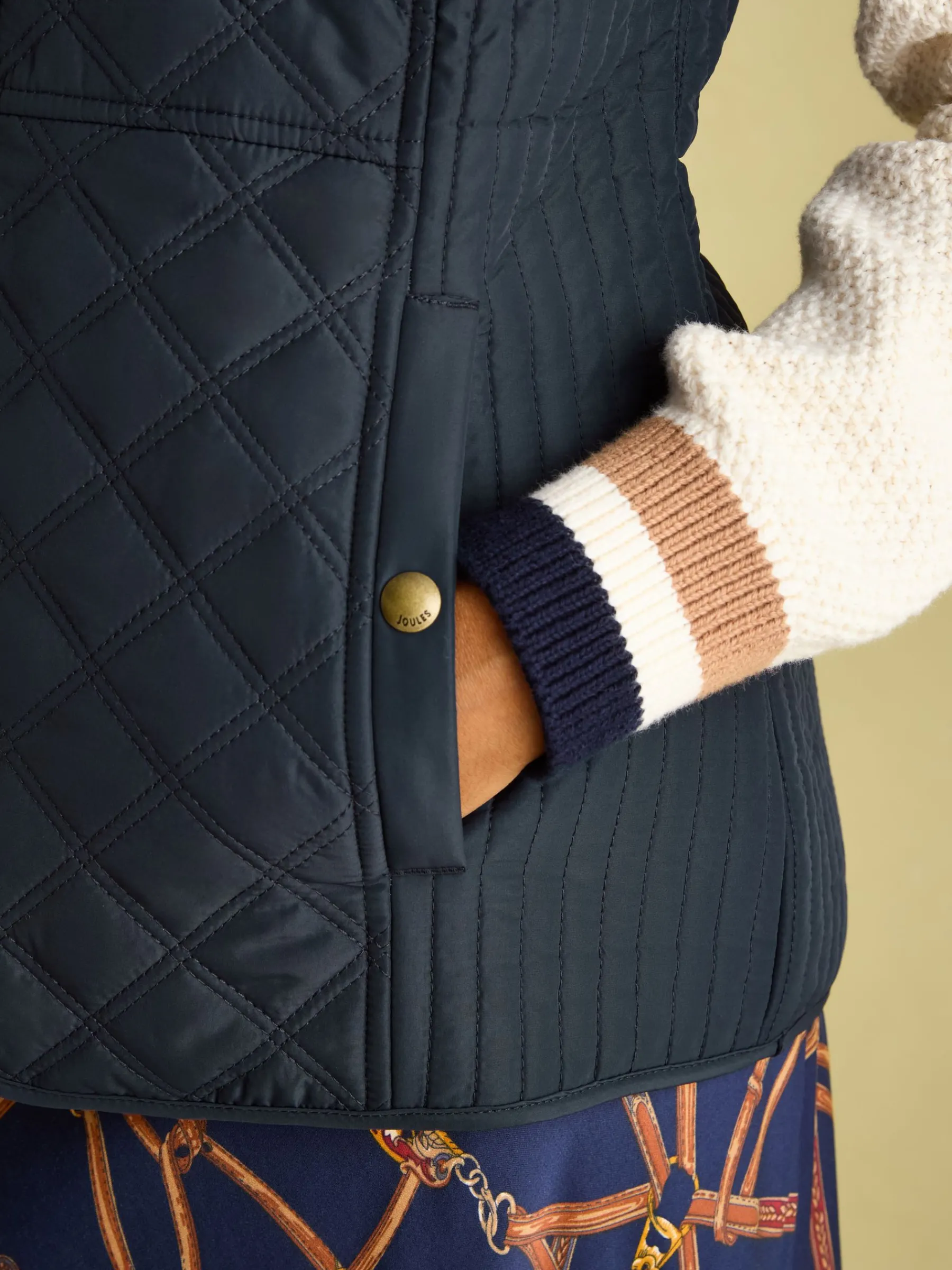 Minx Navy Blue Showerproof Diamond Quilted Gilet<Joules