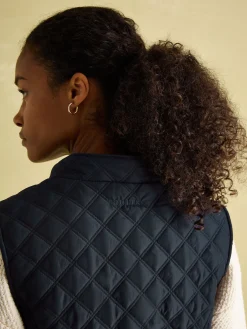 Minx Navy Blue Showerproof Diamond Quilted Gilet<Joules