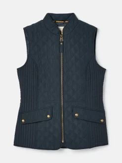 Minx Navy Blue Showerproof Diamond Quilted Gilet<Joules