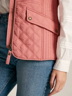 Minx Rose Pink Showerproof Diamond Quilted Gilet<Joules Best