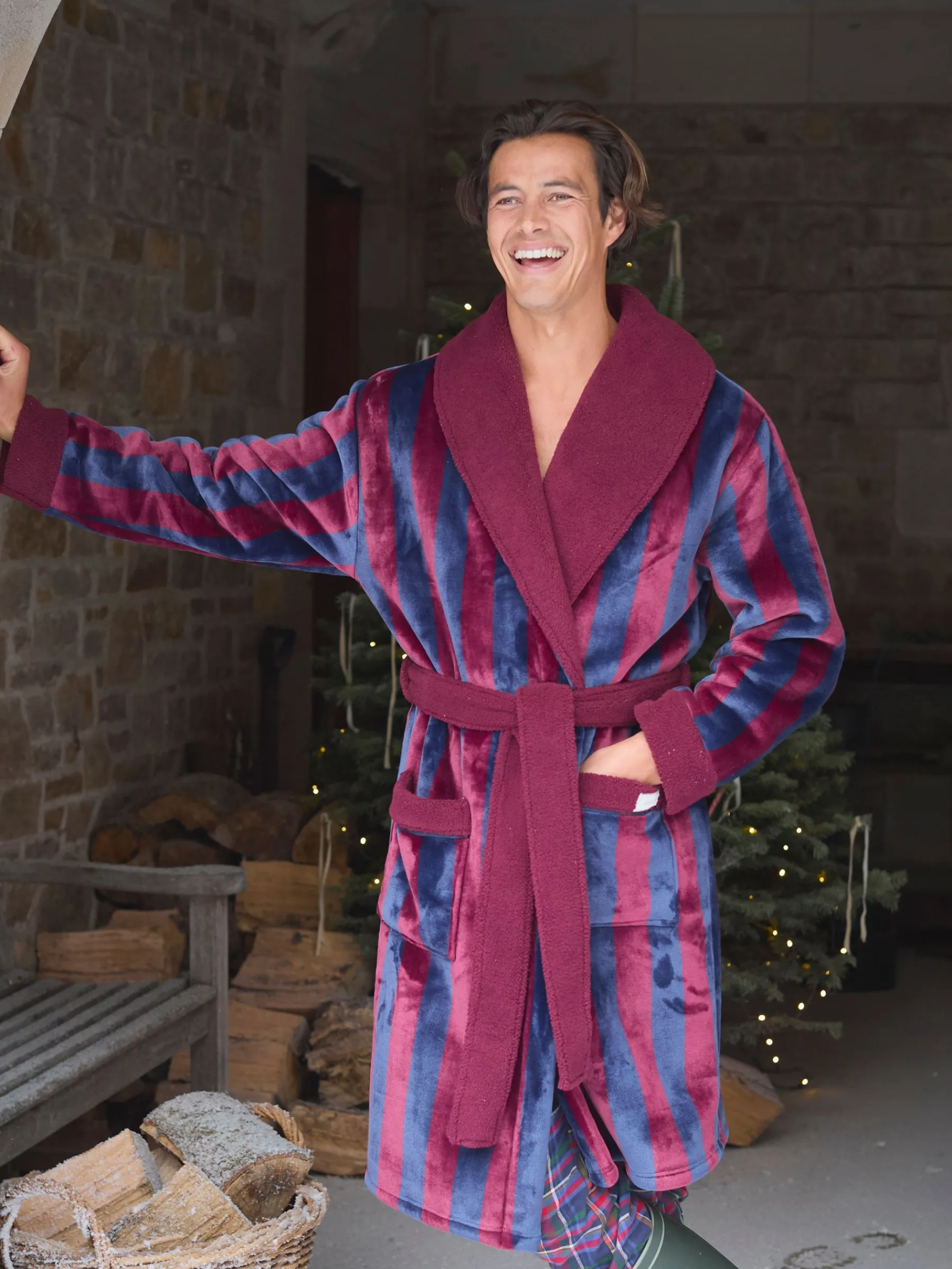 Montague Fleece Lined Dressing Gown<Joules