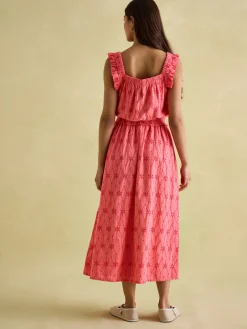 Nadia Coral Pink Broderie Sun Dress<Joules New