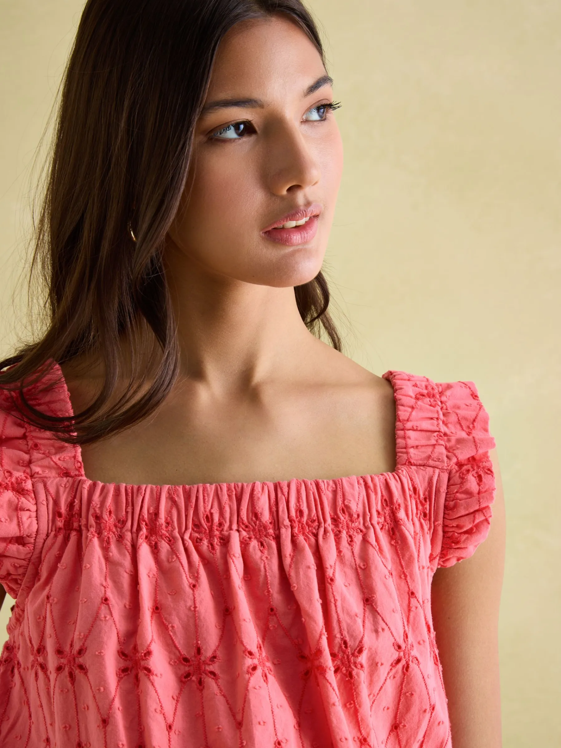 Nadia Coral Pink Broderie Sun Dress<Joules New