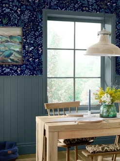 Navy Blue Holcombe Floral 10M Wallpaper<Joules Discount