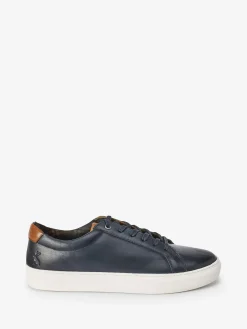 Navy Blue Leather Trainers<Joules New