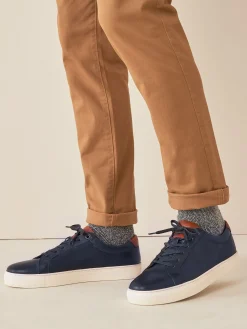 Navy Blue Leather Trainers<Joules New