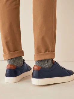 Navy Blue Leather Trainers<Joules New