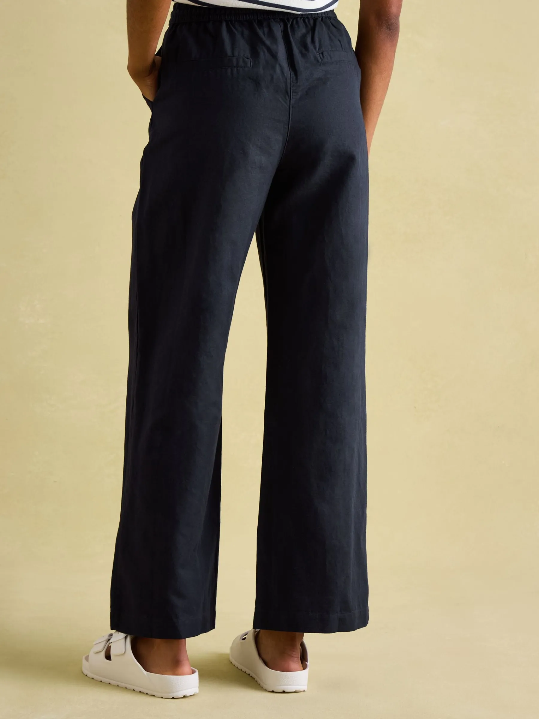 Navy Blue Linen Blend Trousers<Joules Online