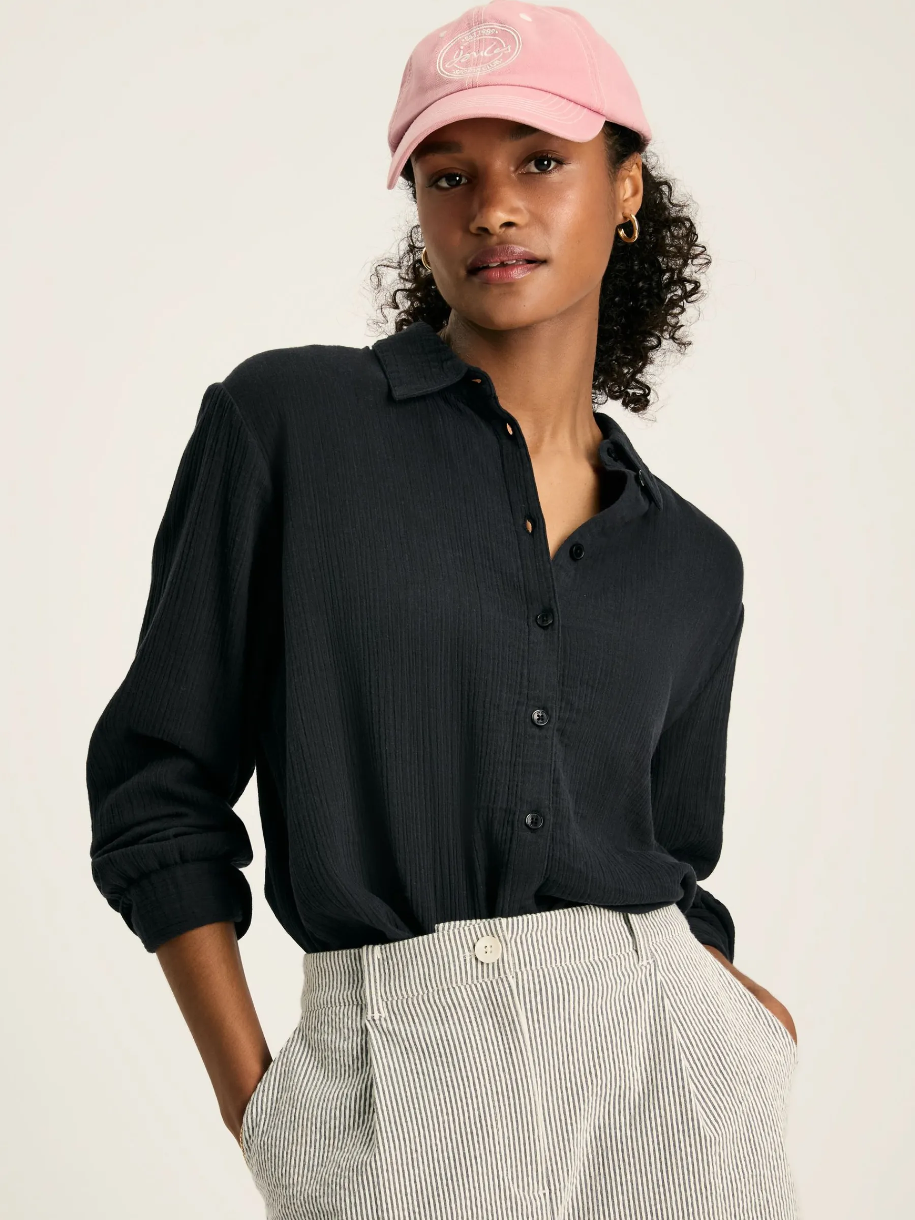 Nell Button Through Cotton Shirt<Joules Hot