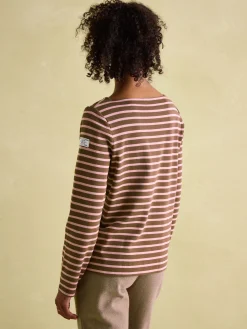 New Harbour Chocolate Brown pink Boat Neck Breton Top<Joules Sale