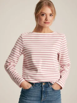 New Harbour Cream & Pink Striped Boat Neck Breton Top<Joules Best