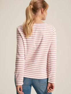 New Harbour Cream & Pink Striped Boat Neck Breton Top<Joules Best