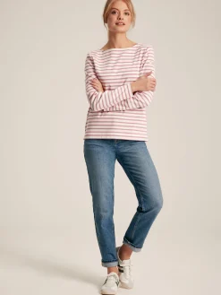 New Harbour Cream & Pink Striped Boat Neck Breton Top<Joules Best