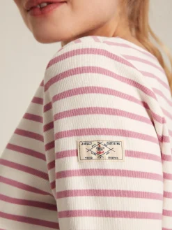 New Harbour Cream & Pink Striped Boat Neck Breton Top<Joules Best