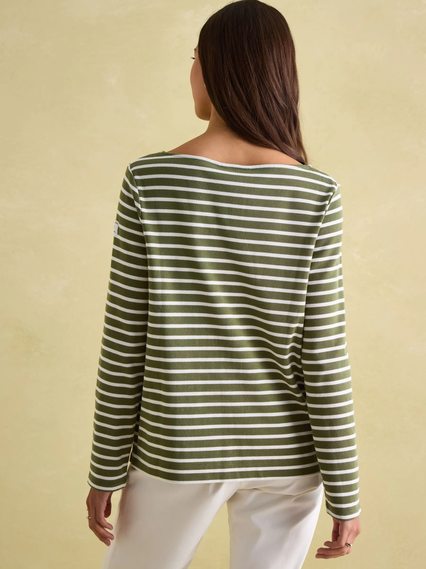 New Harbour Green stripe Boat Neck Breton Top<Joules Outlet