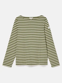 New Harbour Green stripe Boat Neck Breton Top<Joules Outlet