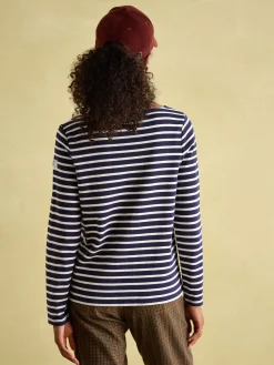 New Harbour Navy & White Striped Boat Neck Breton Top<Joules Online