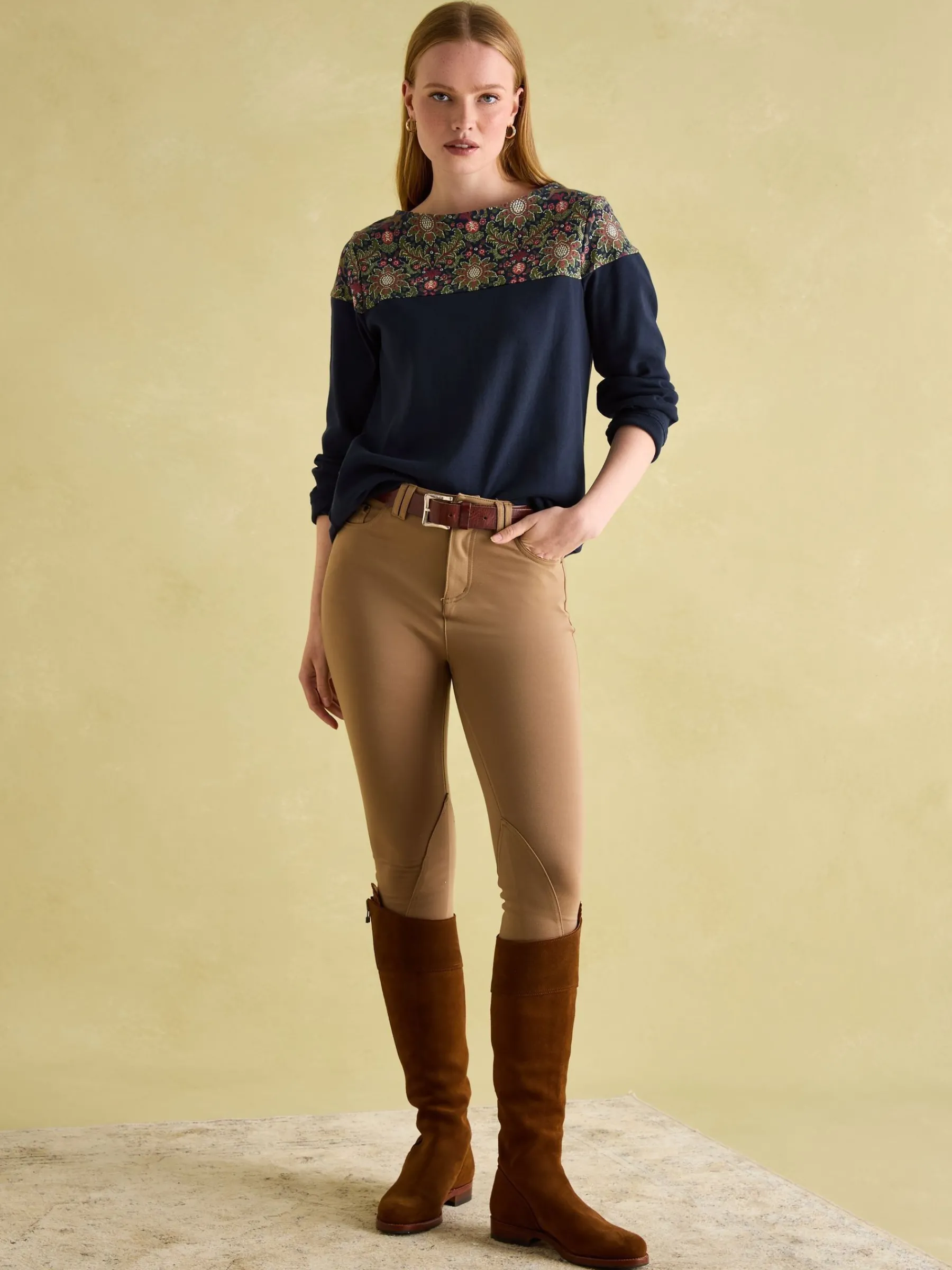 New Harbour Navy Damask Boat Neck Breton Top<Joules Clearance