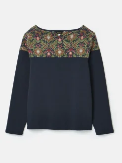 New Harbour Navy Damask Boat Neck Breton Top<Joules Clearance