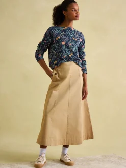 New Harbour Navy floral Boat Neck Breton Top<Joules Sale