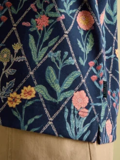 New Harbour Navy floral Boat Neck Breton Top<Joules Sale
