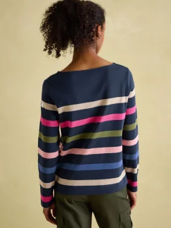 New Harbour Navy multi Boat Neck Breton Top<Joules Clearance