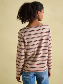 New Harbour Oat multi Boat Neck Breton Top<Joules