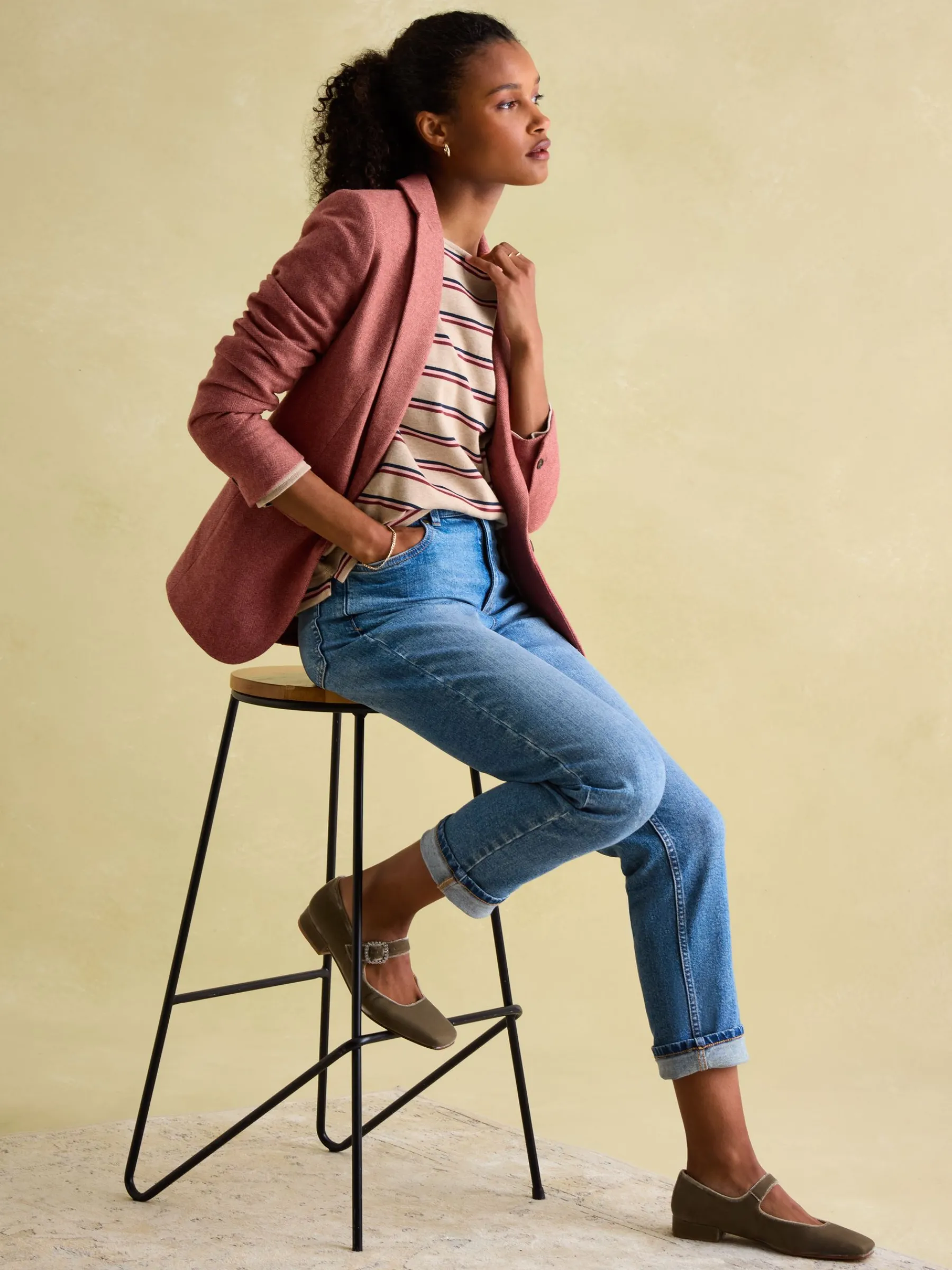 New Harbour Oat multi Boat Neck Breton Top<Joules