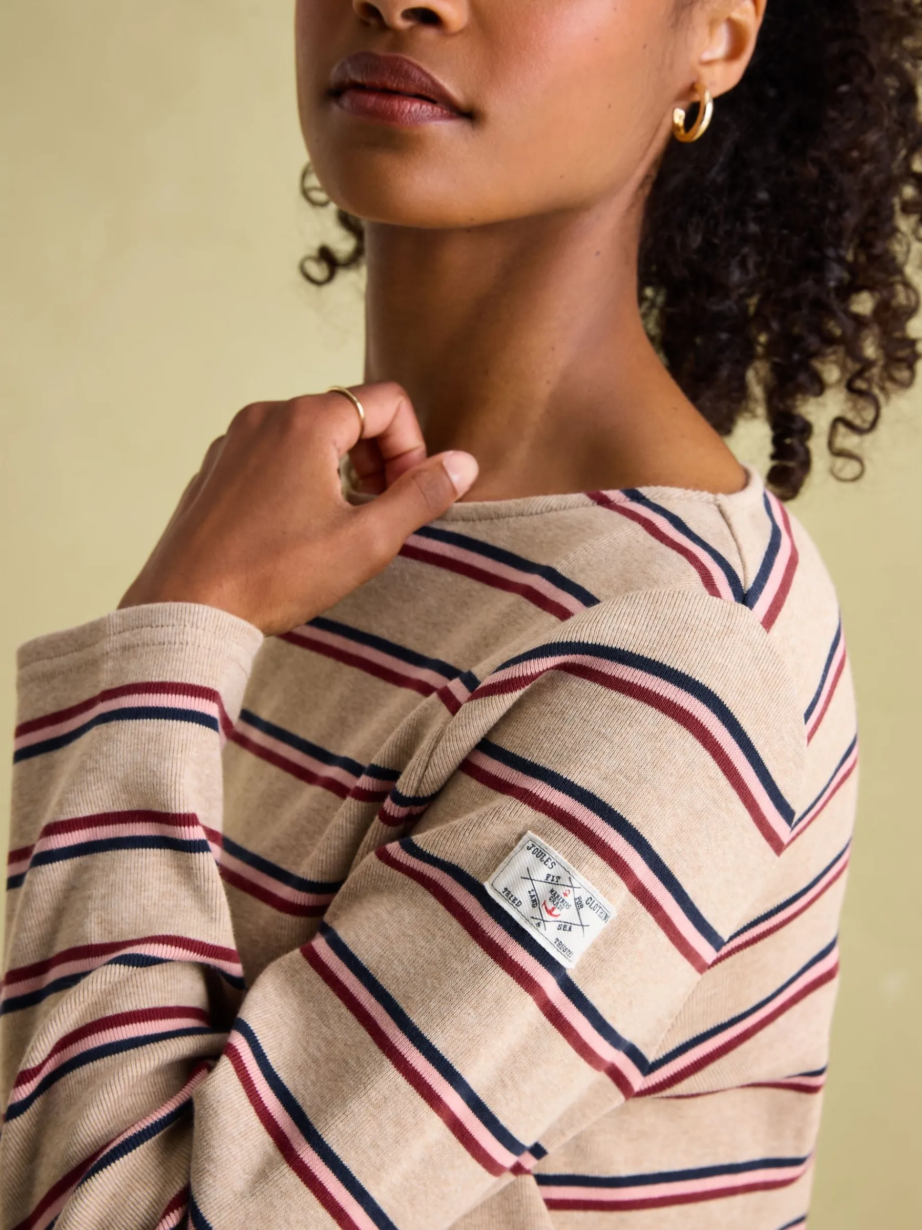 New Harbour Oat multi Boat Neck Breton Top<Joules