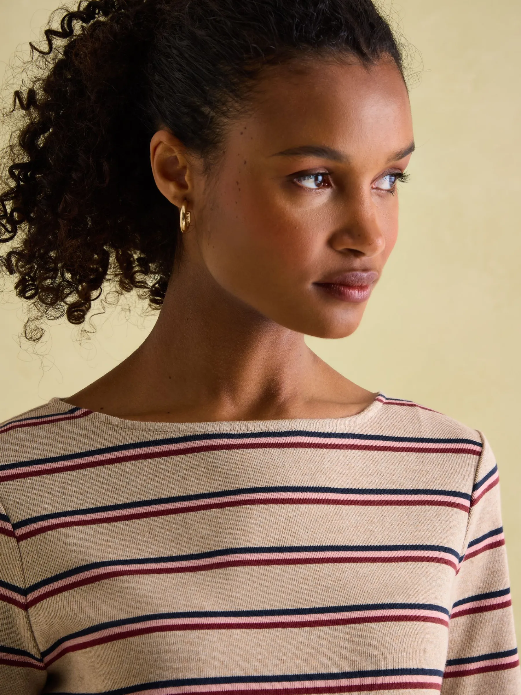 New Harbour Oat multi Boat Neck Breton Top<Joules