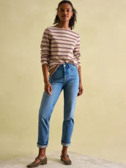 New Harbour Oat multi Boat Neck Breton Top<Joules