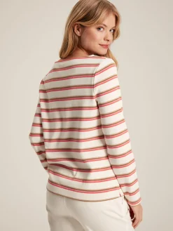 New Harbour Pink & Tan Striped Boat Neck Breton Top<Joules New